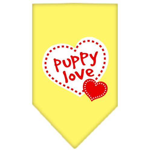 Puppy Love Screen Print Bandana Yellow Large